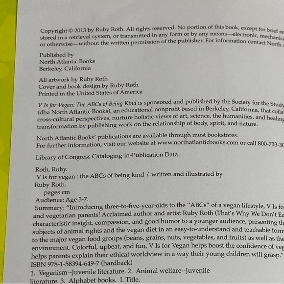V Is For Vegan The ABCs of Being Kind by Ruby Roth - Picture 8 of 14